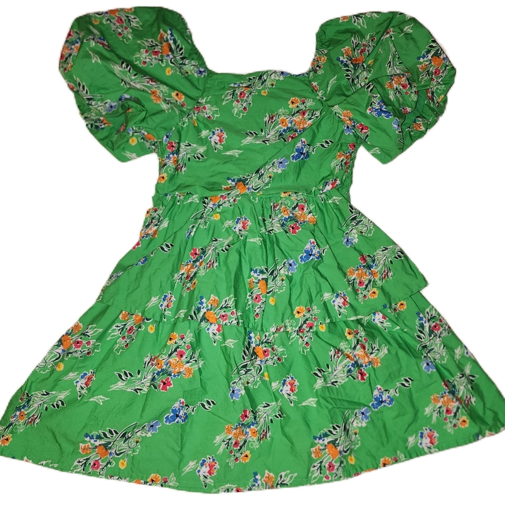 Cat & Jack Green Smocked Floral Dress